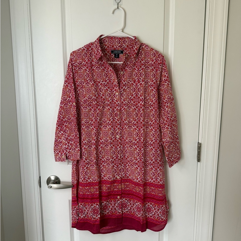 Lands End Button Down Tunic Dress